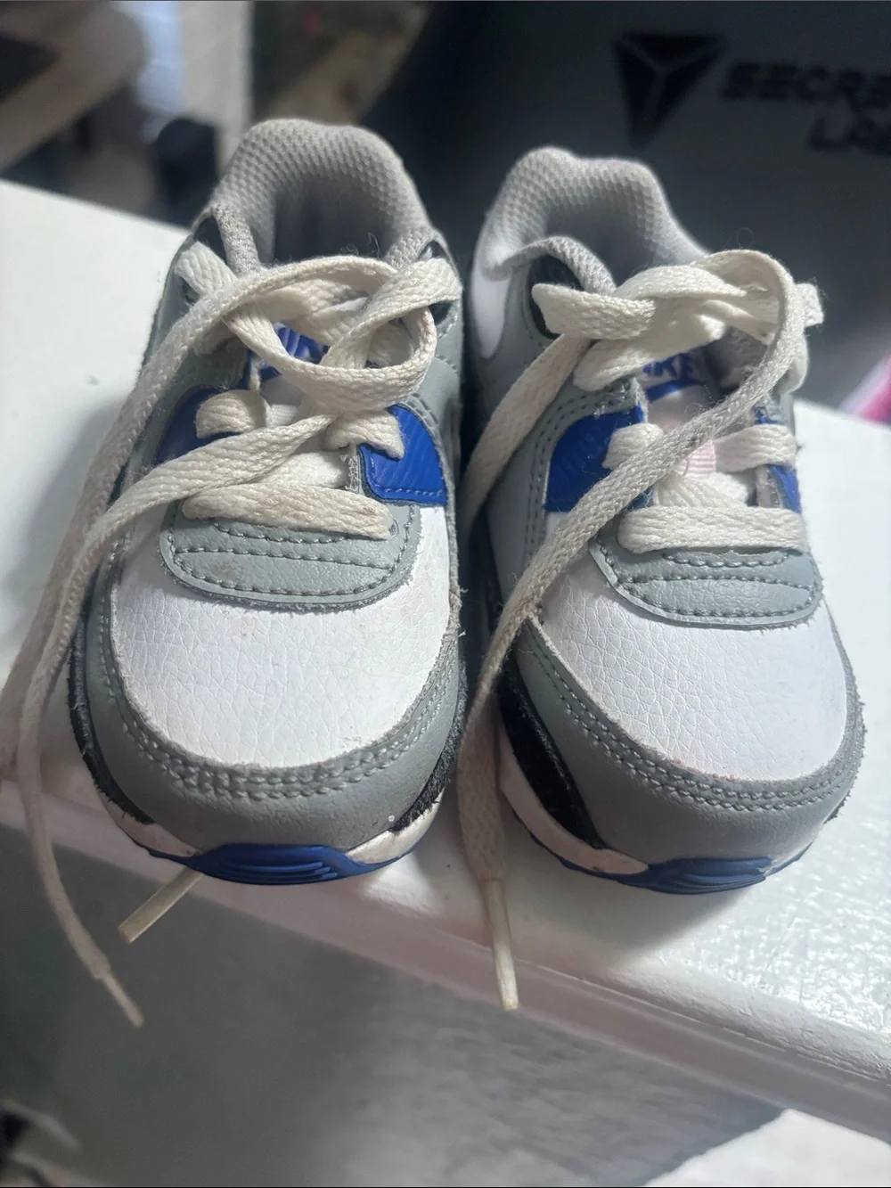 Nike Kids Sneakers in White, Gray & Blue